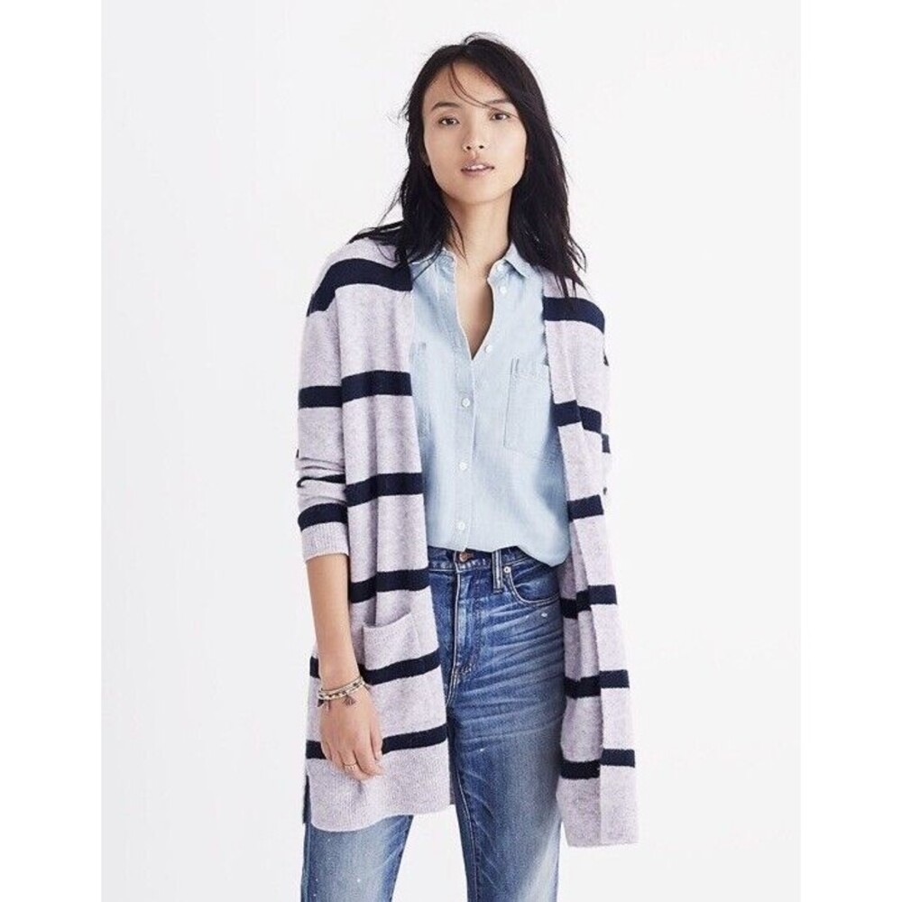 NWT MADEWELL Kent Alpaca Wool blend women's Cardigan Sweater in Stripe Size M